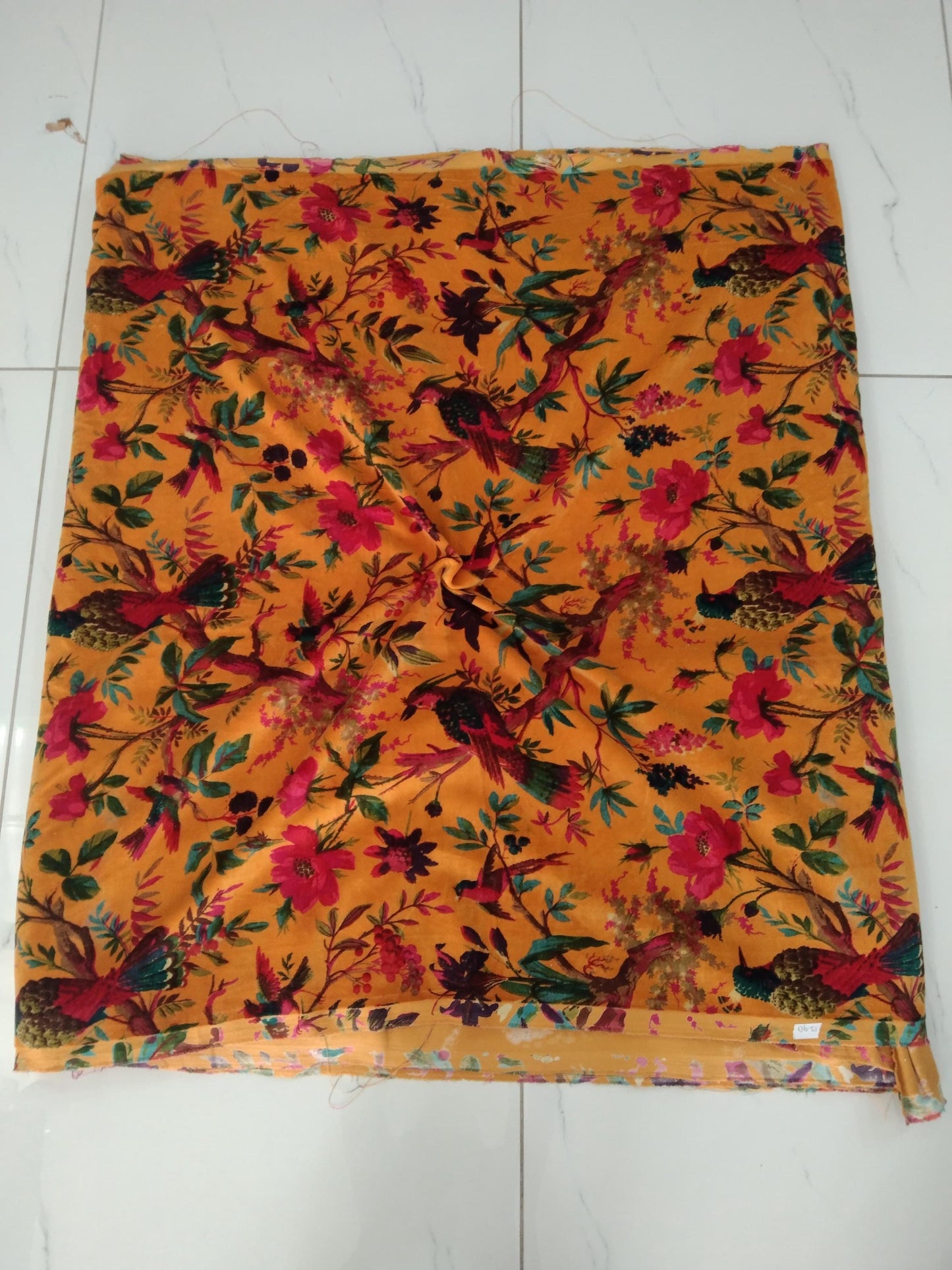 Limited time holiday sale Birds Of Paradise Velvet fabric for upholstery- Mustard
