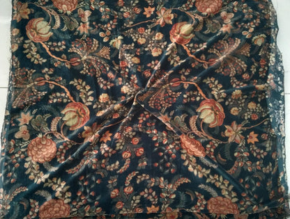 Cotton Velvet Fabric for Upholstery / DIY/ Dresses - Vintage floral Mukut 2