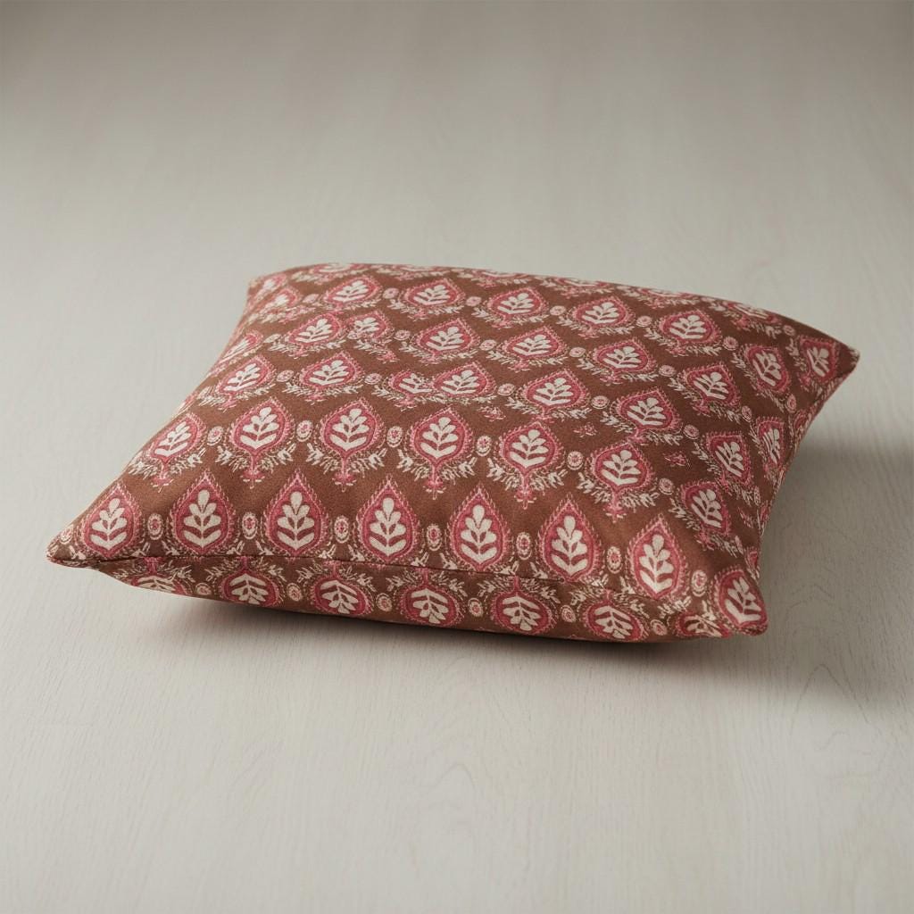 limited time holiday sale Cotton Velvet Mughal Motif Buta Cushion Cover 18x18" Double Sided Print Top Zip