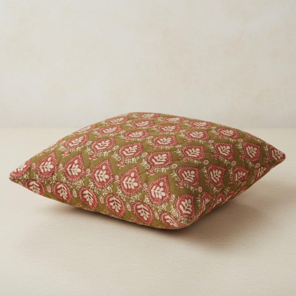 limited time holiday sale Cotton Velvet Mughal Motif Buta Cushion Cover 18x18" Double Sided Print Top Zip
