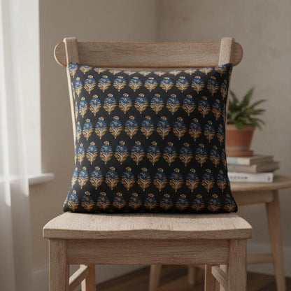 limited time holiday sale Cotton Velvet Midnight Lotus Motifs Cushion Cover 18x18" Double Sided Print Top Zip