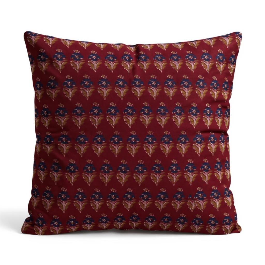 limited time holiday sale Cotton Velvet Midnight Lotus Motifs Cushion Cover 18x18" Double Sided Print Top Zip