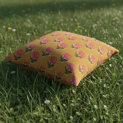 limited time holiday sale Cotton Velvet Peony Motifs Cushion Cover 18x18" Double Sided Print Top Zip