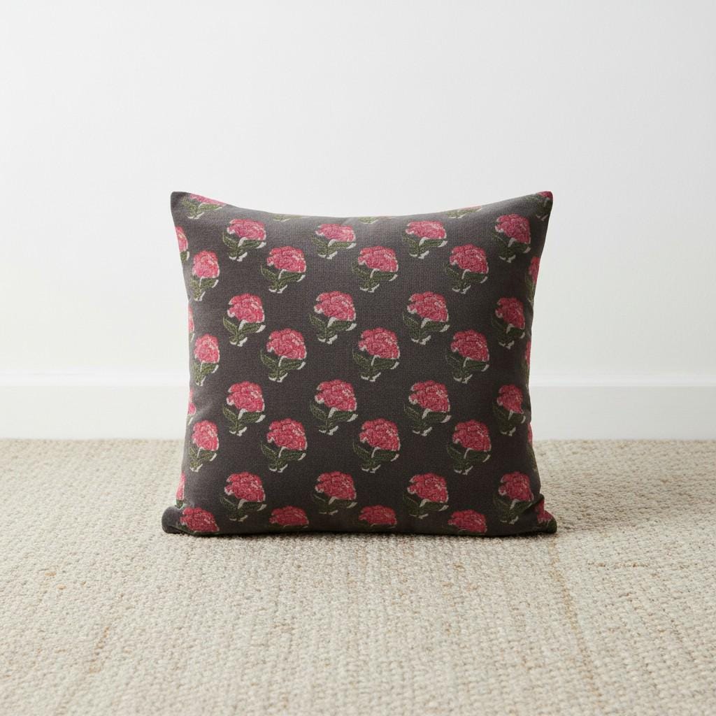 limited time holiday sale Cotton Velvet Peony Motifs Cushion Cover 18x18" Double Sided Print Top Zip