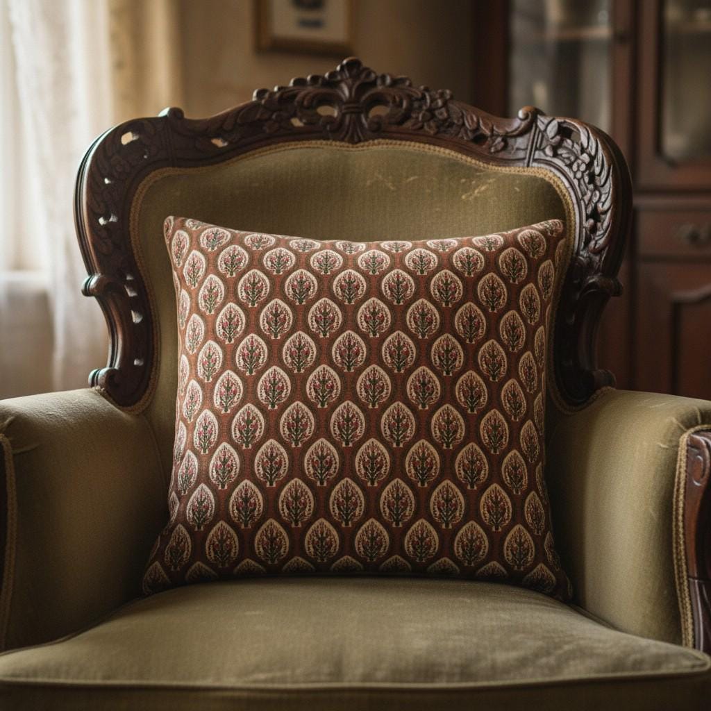 limited time holiday sale Cotton Velvet Floral Motifs Buta Cushion Cover 18x18" Double Sided Print Top Zip