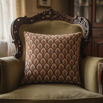 limited time holiday sale Cotton Velvet Floral Motifs Buta Cushion Cover 18x18" Double Sided Print Top Zip