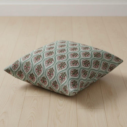 limited time holiday sale Cotton Velvet Floral Motifs Buta Cushion Cover 18x18" Double Sided Print Top Zip