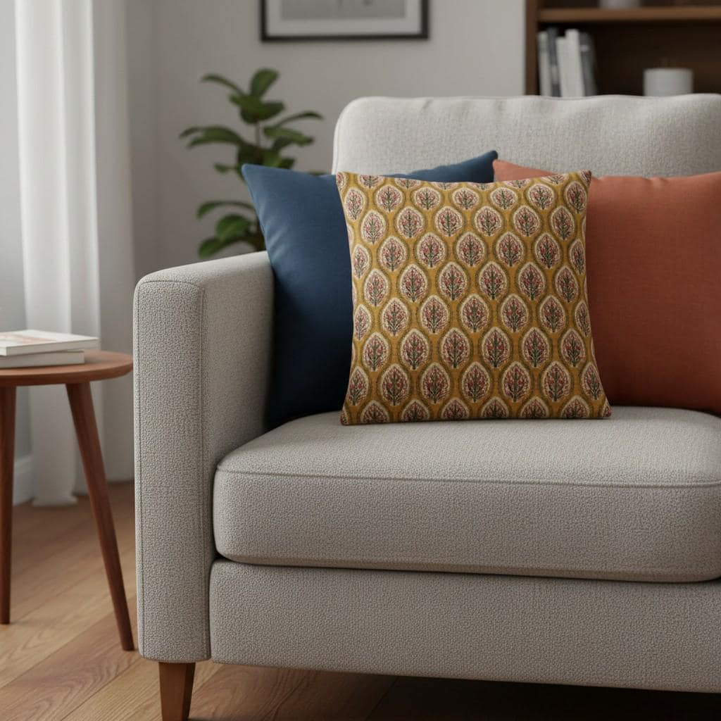 limited time holiday sale Cotton Velvet Floral Motifs Buta Cushion Cover 18x18" Double Sided Print Top Zip