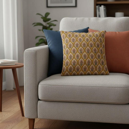 limited time holiday sale Cotton Velvet Floral Motifs Buta Cushion Cover 18x18" Double Sided Print Top Zip