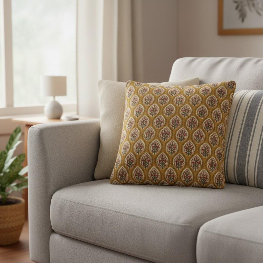 limited time holiday sale Cotton Velvet Floral Motifs Buta Cushion Cover 18x18" Double Sided Print Top Zip