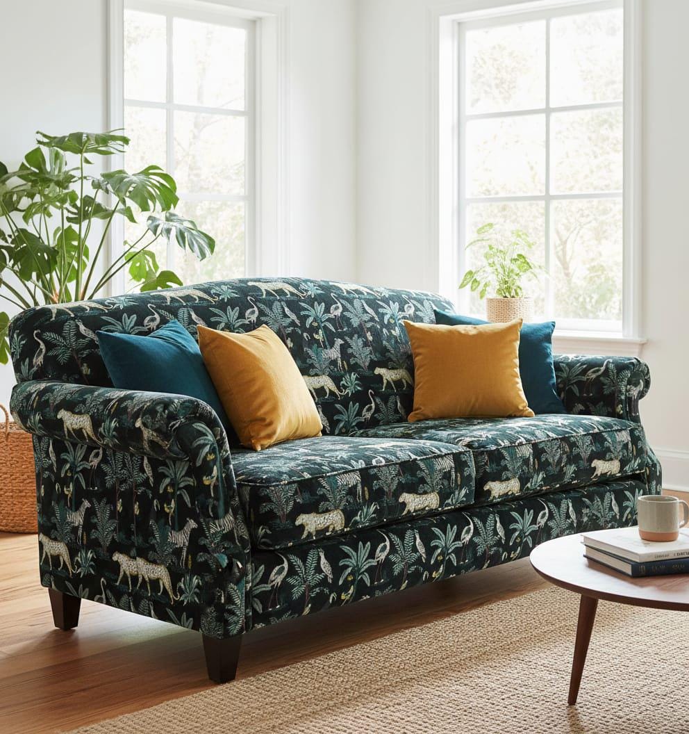 Jungle Print Velvet Fabric for Upholstery