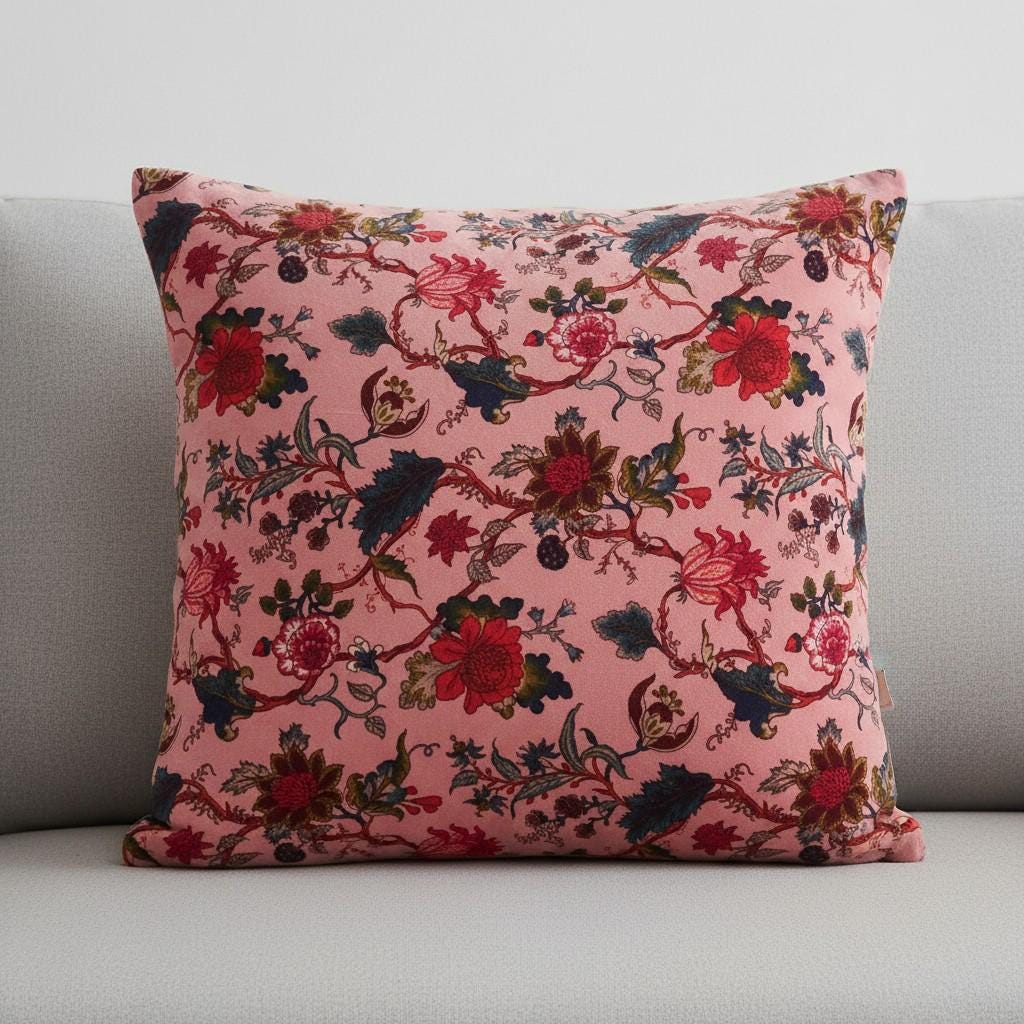 limited time holiday sale Tree of life Velvet Cushion Cover- Baby pink