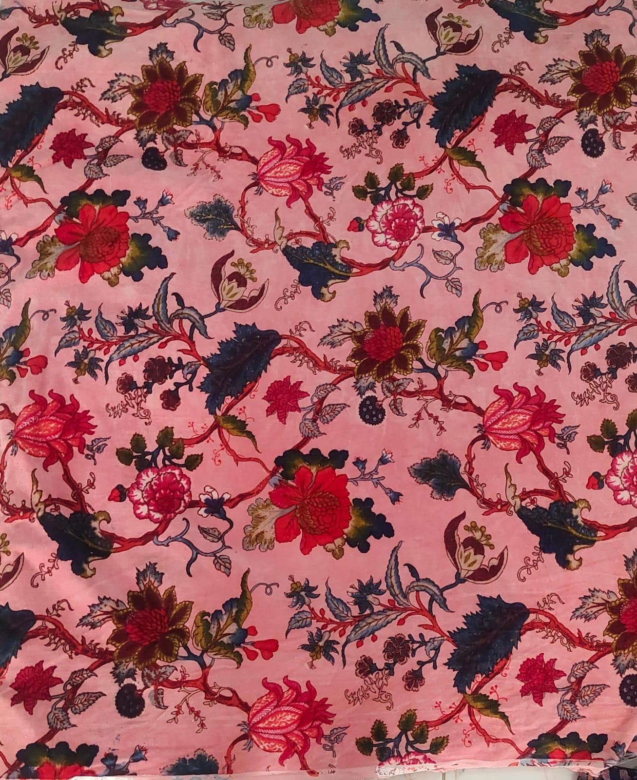 Tree of life Velvet fabric for upholstery- Pink