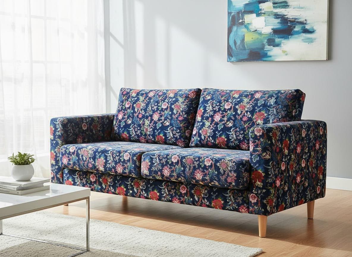 Cotton Velvet Fabric for Upholstery / DIY/ Dresses - Tree of Life Blue