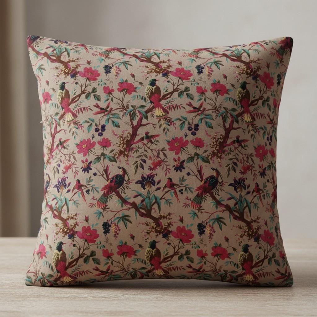 limited time holiday sale Birds of Paradise Velvet Cushion Cover- Dusty Beige OFMD