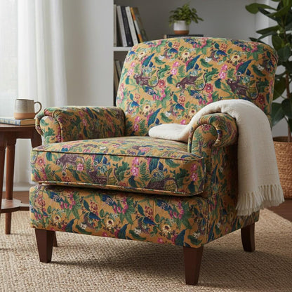 Cotton Velvet Fabric for Upholstery / DIY/ Dresses - Monkey forest yellow