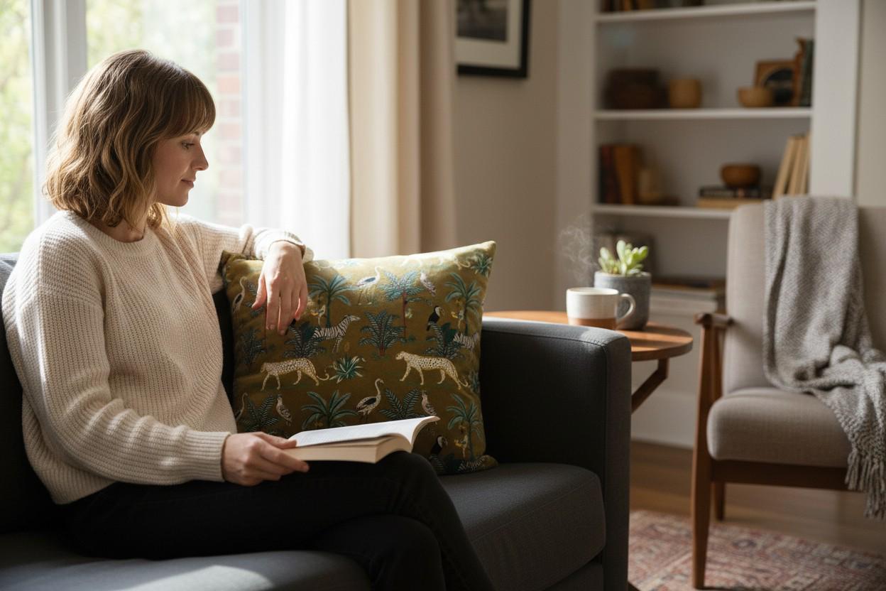 limited time holiday sale Jungle Velvet Cushion Cover- Olive Green