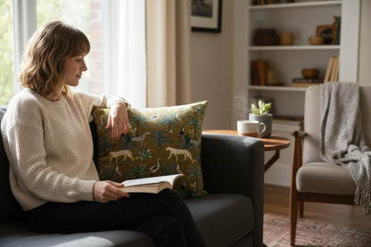 limited time holiday sale Jungle Velvet Cushion Cover- Olive Green