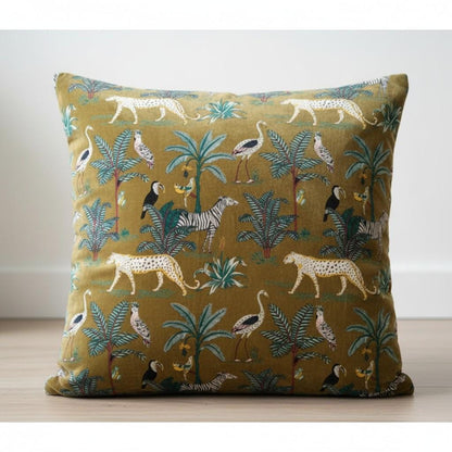 limited time holiday sale Jungle Velvet Cushion Cover- Olive Green