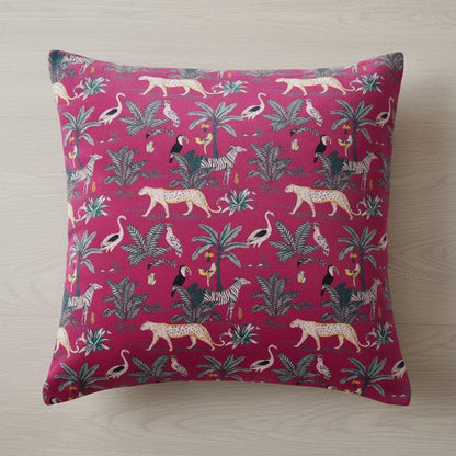 limited time holiday sale Jungle Velvet Cushion Cover- Magenta
