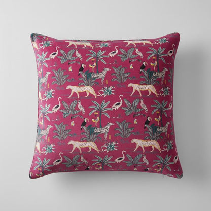 limited time holiday sale Jungle Velvet Cushion Cover- Magenta