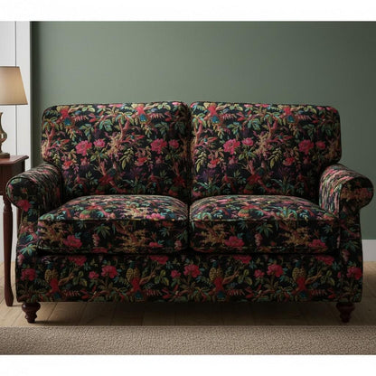 Birds of Paradise Velvet fabric for upholstery- Black