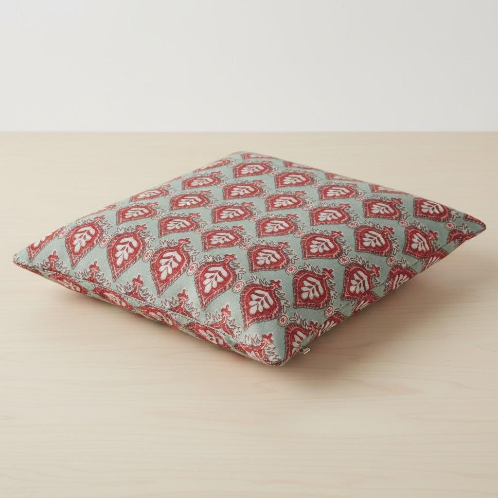 limited time holiday sale Cotton Velvet Mughal Motif Buta Cushion Cover 18x18" Double Sided Print Top Zip