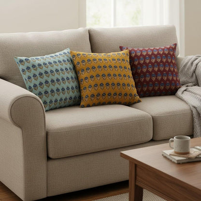 limited time holiday sale Cotton Velvet Midnight Lotus Motifs Cushion Cover 18x18" Double Sided Print Top Zip