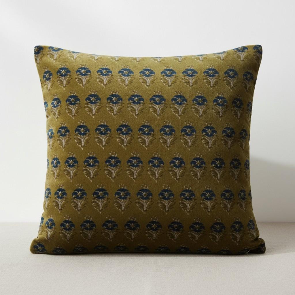 limited time holiday sale Cotton Velvet Midnight Lotus Motifs Cushion Cover 18x18" Double Sided Print Top Zip