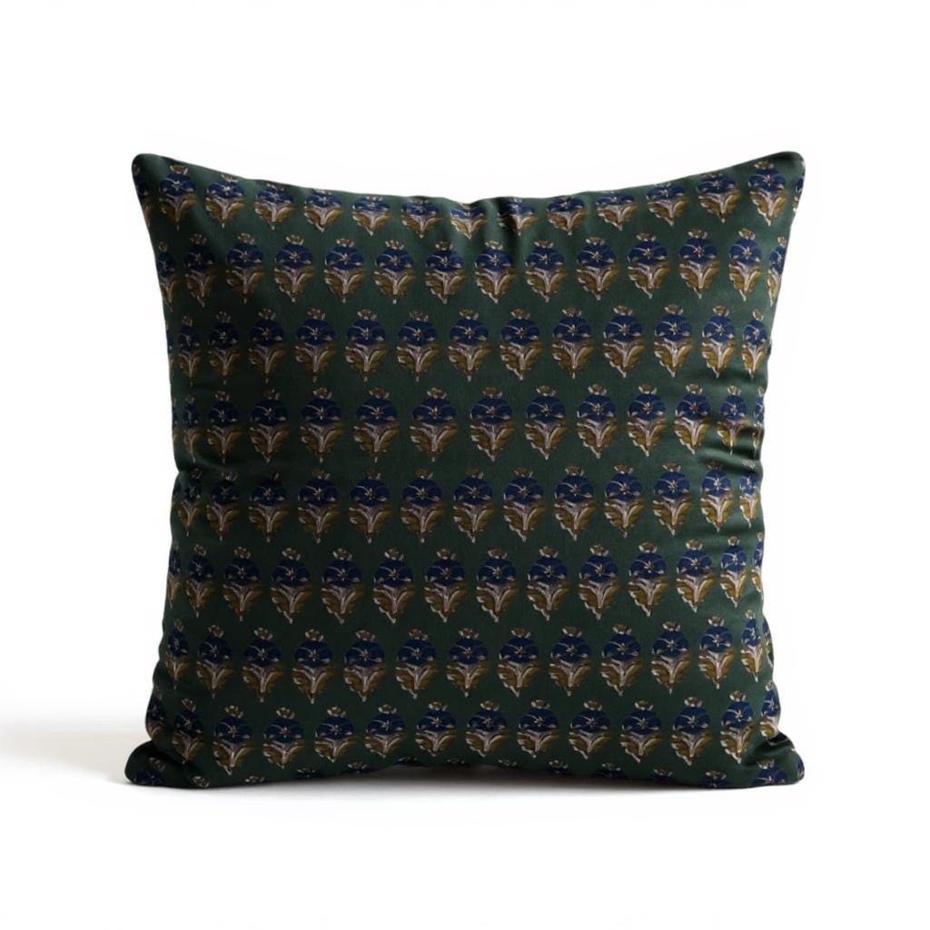 limited time holiday sale Cotton Velvet Midnight Lotus Motifs Cushion Cover 18x18" Double Sided Print Top Zip