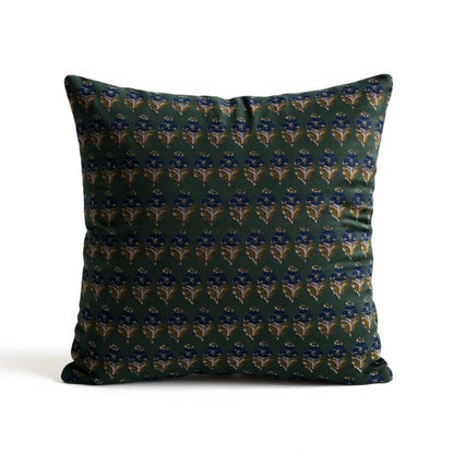 limited time holiday sale Cotton Velvet Midnight Lotus Motifs Cushion Cover 18x18" Double Sided Print Top Zip