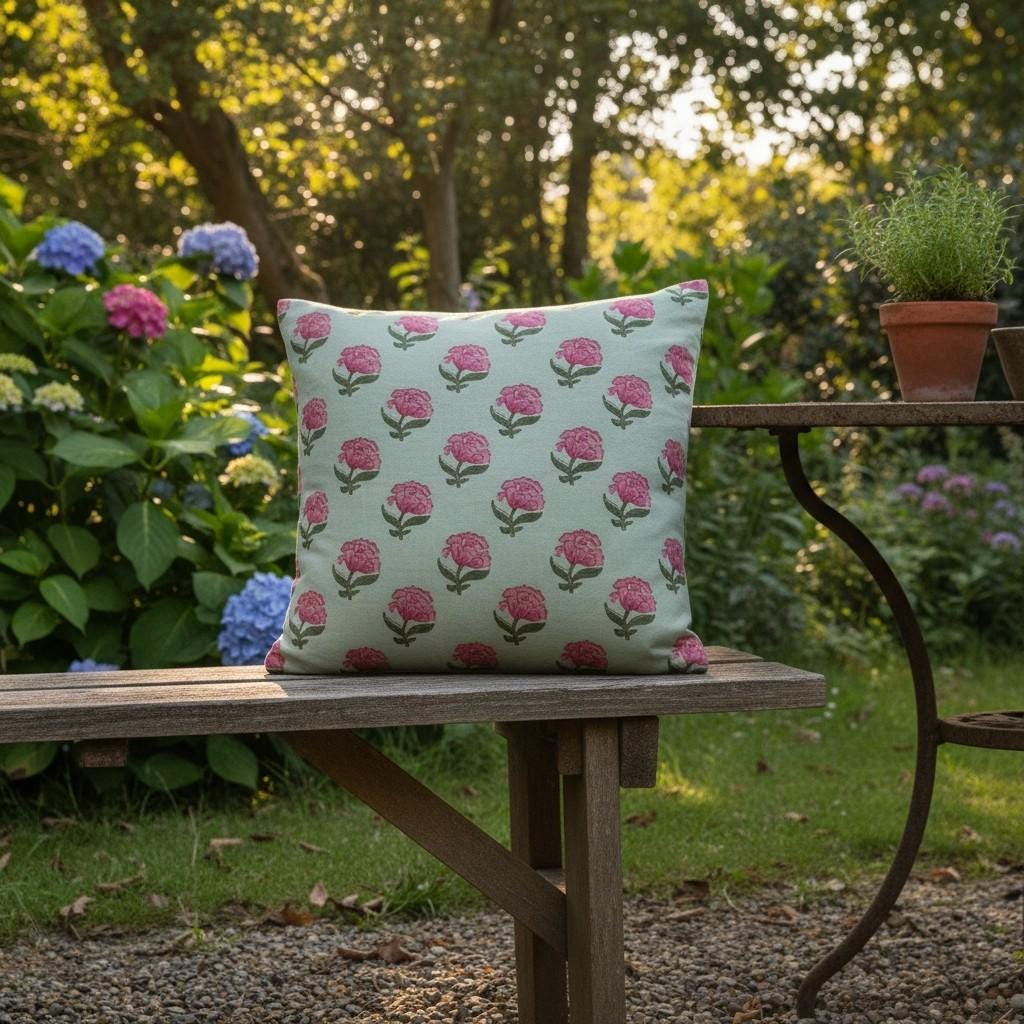 limited time holiday sale Cotton Velvet Peony Motifs Cushion Cover 18x18" Double Sided Print Top Zip