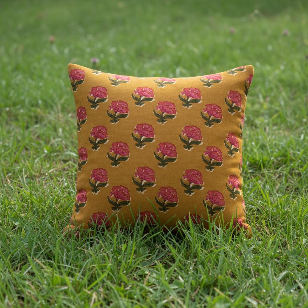 limited time holiday sale Cotton Velvet Peony Motifs Cushion Cover 18x18" Double Sided Print Top Zip