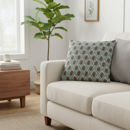 limited time holiday sale Cotton Velvet Floral Motifs Buta Cushion Cover 18x18" Double Sided Print Top Zip