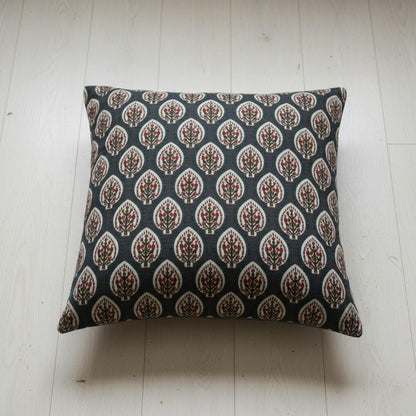 limited time holiday sale Cotton Velvet Floral Motifs Buta Cushion Cover 18x18" Double Sided Print Top Zip