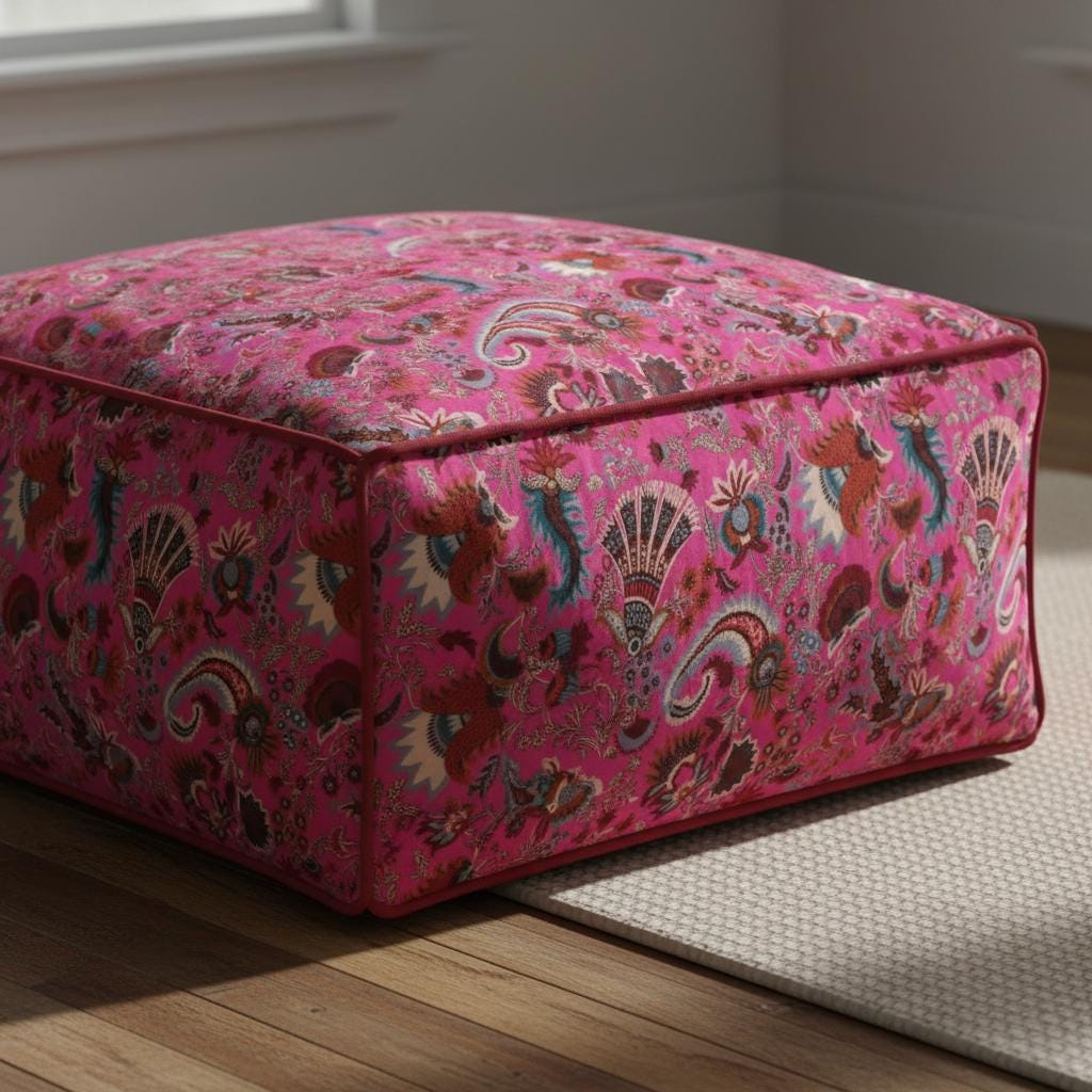 Wandering Wildflower Mukut 2 Print Ottoman Cover / Pouf Cover