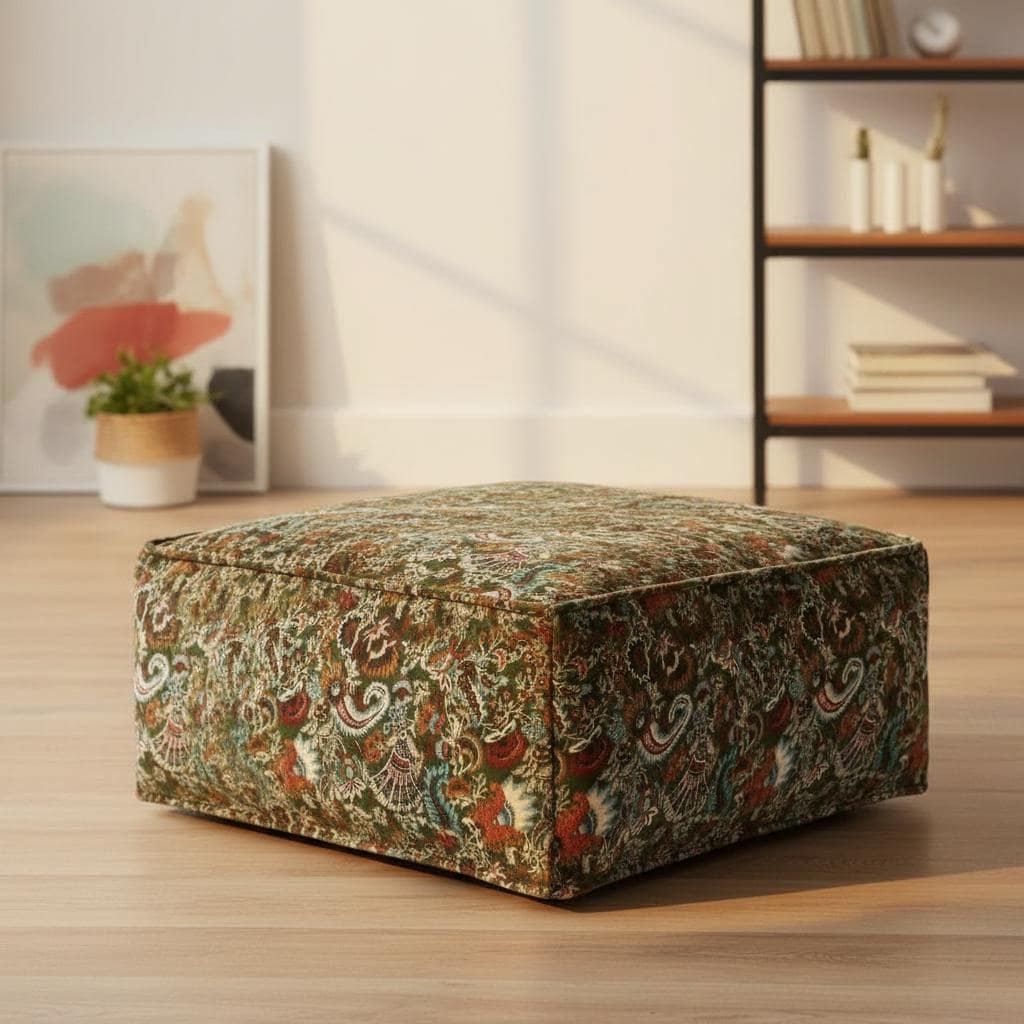 Wandering Wildflower Mukut 2 Print Ottoman Cover / Pouf Cover
