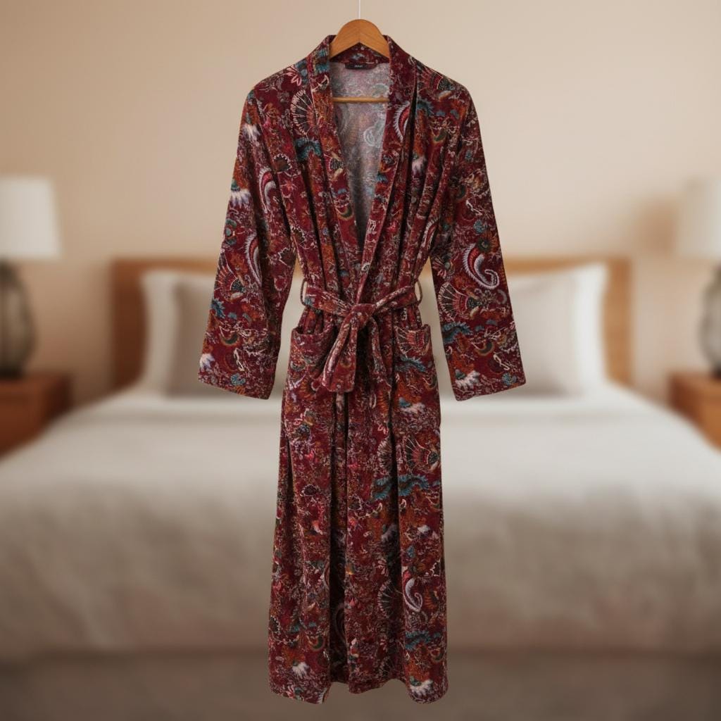 Cotton Velvet Robe Kimono wandering wildflower mukut