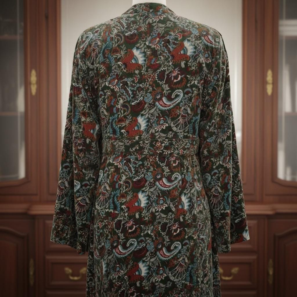Cotton Velvet Robe Kimono wandering wildflower mukut