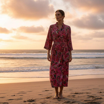 Cotton Velvet Robe Kimono wandering wildflower mukut