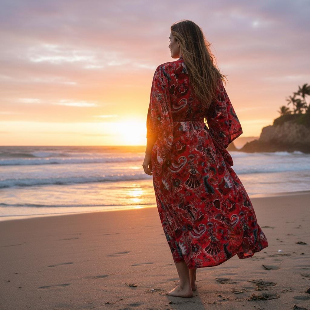Cotton Velvet Robe Kimono wandering wildflower mukut
