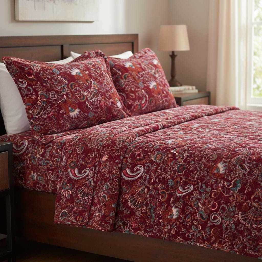 Wandering Wildflower mukut 400 GSM Velvet Quilt with pillow covers