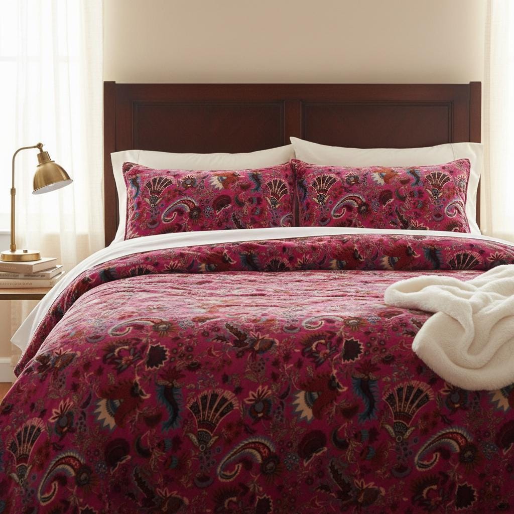 Wandering Wildflower mukut 400 GSM Velvet Quilt with pillow covers