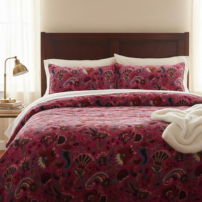 Wandering Wildflower mukut 400 GSM Velvet Quilt with pillow covers