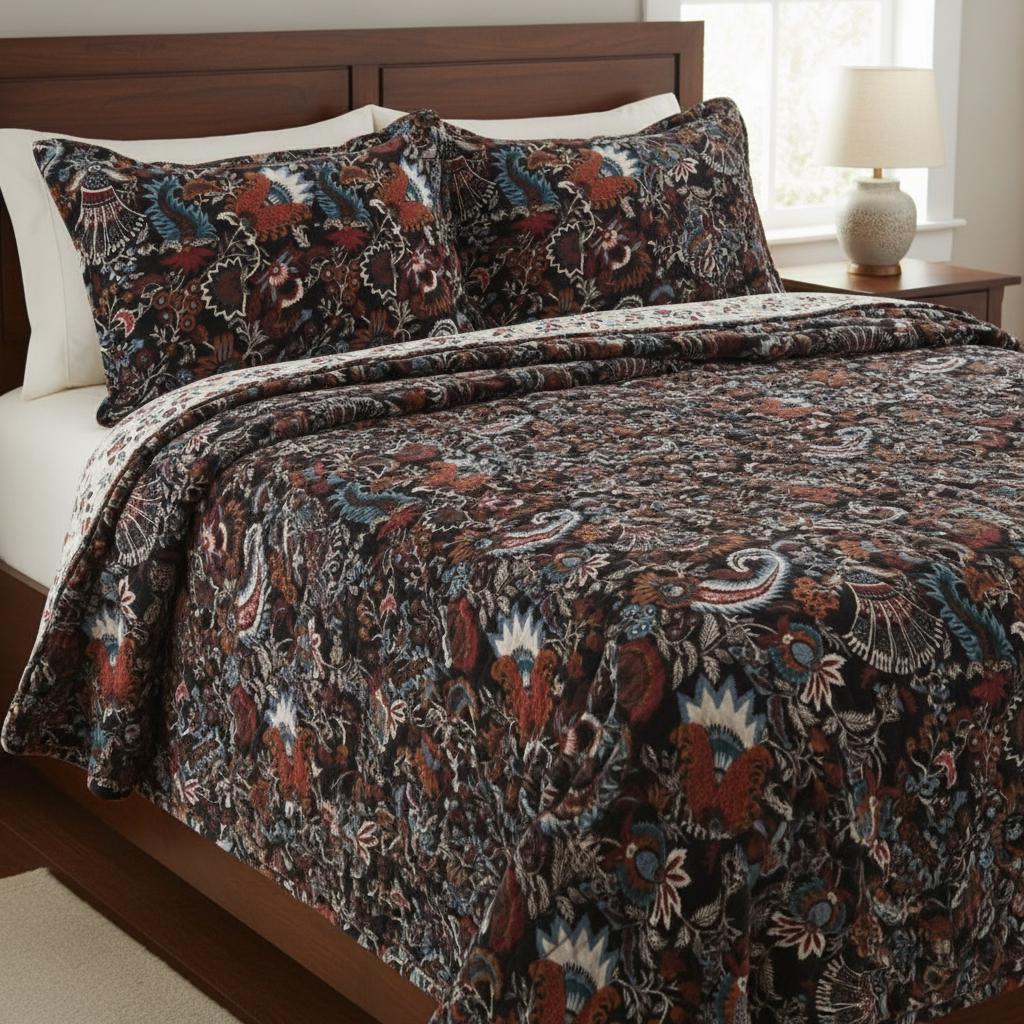 Wandering Wildflower mukut 400 GSM Velvet Quilt with pillow covers
