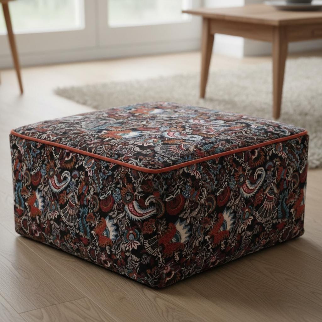 Wandering Wildflower Mukut 2 Print Ottoman Cover / Pouf Cover