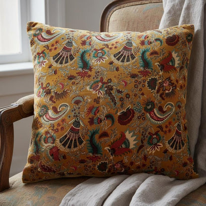 Wandering wildflower mukut Velvet Cushion Cover- both side printed velvet