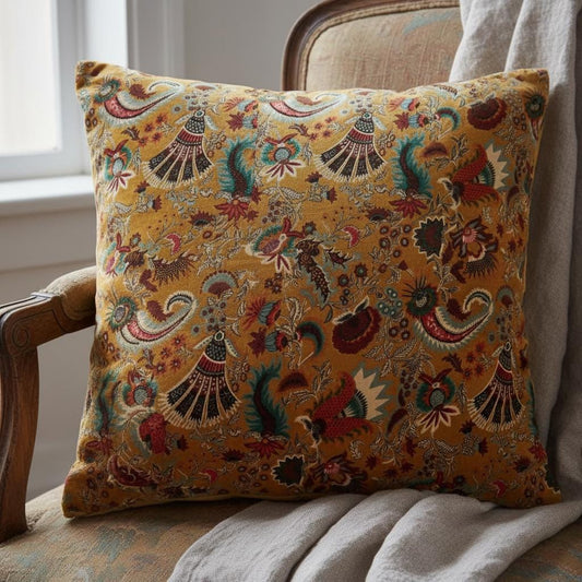 Wandering wildflower mukut Velvet Cushion Cover- both side printed velvet