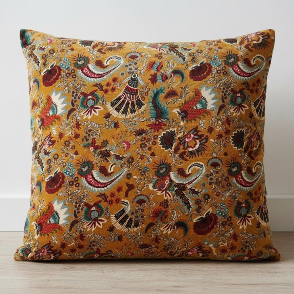 Wandering wildflower mukut Velvet Cushion Cover- both side printed velvet