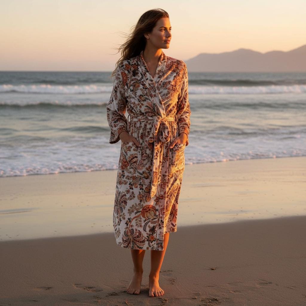 Cotton Velvet Robe Kimono vintage mukut 2